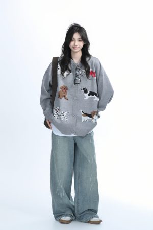 American Retro Distressed Ripped Denim Pants for Women - Washed Loose Slim Wide-Leg Trousers, Trendy Y2K Hot Girl Style