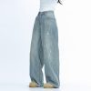 American Retro Distressed Ripped Denim Pants for Women - Washed Loose Slim Wide-Leg Trousers, Trendy Y2K Hot Girl Style