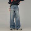 American Retro Drop-Crotch Jeans for Men and Women, Clean Fit Long Straight Casual Pants, Y2K Style, Unisex Fashion
