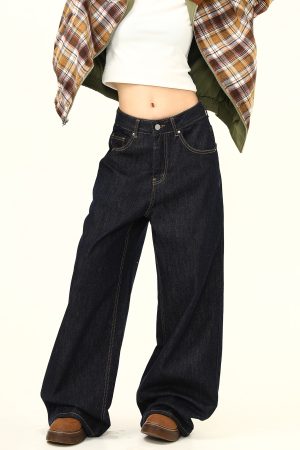 American Retro High-End Loose Wide-Leg Curved Knife Jeans - Unisex Versatile Straight-Leg Floor-Length Pants