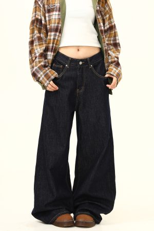 American Retro High-End Loose Wide-Leg Curved Knife Jeans - Unisex Versatile Straight-Leg Floor-Length Pants