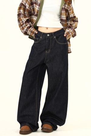American Retro High-End Loose Wide-Leg Curved Knife Jeans - Unisex Versatile Straight-Leg Floor-Length Pants