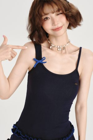 American Retro Lace Hem Camisole for Women - Summer Slim-Fit Top, Versatile Y2K Style