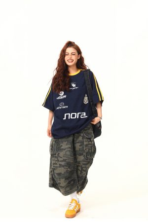 American Retro Letter Print Short-Sleeve T-Shirt for Women, Summer Loose Sports Style, Versatile Casual Top