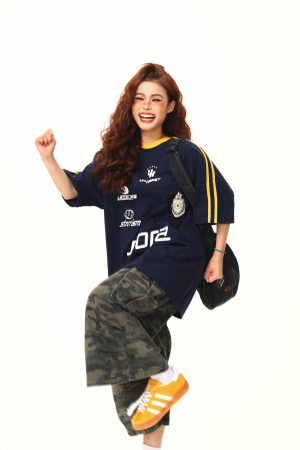 American Retro Letter Print Short-Sleeve T-Shirt for Women, Summer Loose Sports Style, Versatile Casual Top