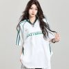 American Retro Letter Short Sleeve T-Shirt for Girls - Summer Jersey Sporty Casual Loose Fit, Niche Half-Sleeve Style