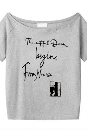 American Retro Off-Shoulder Short-Sleeve Women's Summer Letter Print Red T-Shirt - Trendy Loose Slim Fit Top for Y2K Style