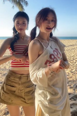 American Retro Off-Shoulder T-Shirt for Women, Summer Letter Print, Oversized Loose Short Sleeve, Trendy Y2K Shoulder-Baring Top