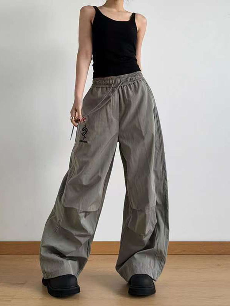 American Retro Parachute Cargo Pants for Women - Loose Wide-Leg Casual Jazz Dance Sports Pants, Y2K Inspired Fashion American Retro Parachute Cargo Pants for Women - Loose Wide-Leg Casual Jazz Dance Sports Pants, Y2K Inspired Fashion