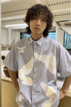 American Retro Pigeon Print Striped Short Sleeve Shirt for Men & Women - Summer Casual Loose Fit Trendy Top