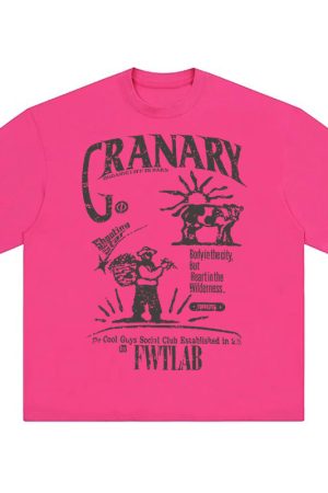 American Retro Pink Short-Sleeve Women's Summer Heavyweight T-Shirt with Illustration Letter Print - Casual College Style Top
