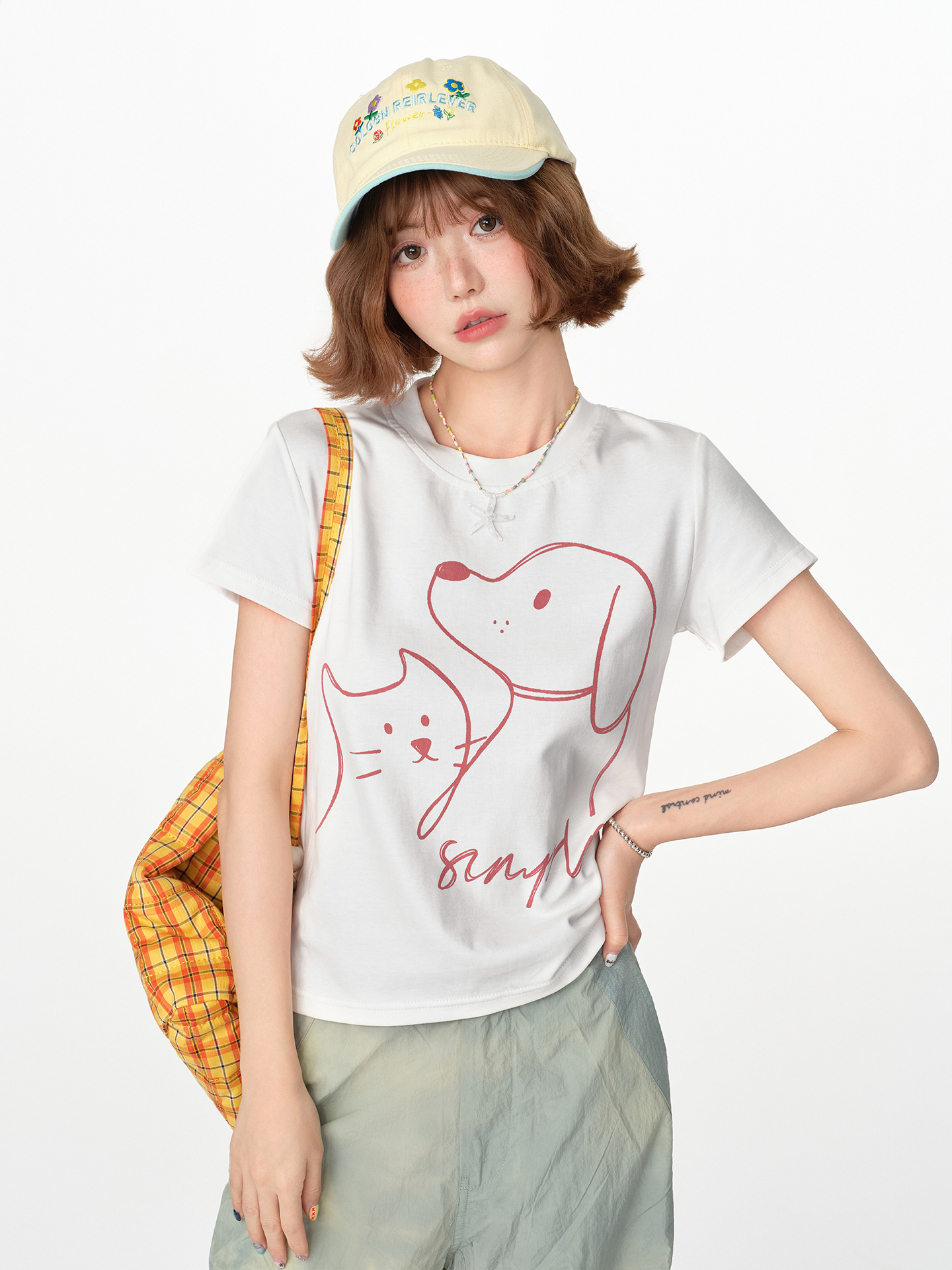 American Retro Printed Basic Round Neck Short Sleeve T-Shirt for Women - Casual Slim Fit Summer Top, Y2K Inspired Fashion American Retro Printed Basic Round Neck Short Sleeve T-Shirt for Women - Casual Slim Fit Summer Top, Y2K Inspired Fashion