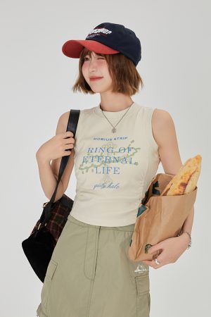 American Retro Printed Camisole for Women - Summer Spicy Short Top with Girly Vibe - Y2K Style