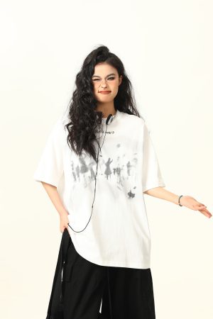 American Retro Printed Short-Sleeve T-Shirt for Men and Women, Oversized Summer Couple Top, Vintage 90s Style