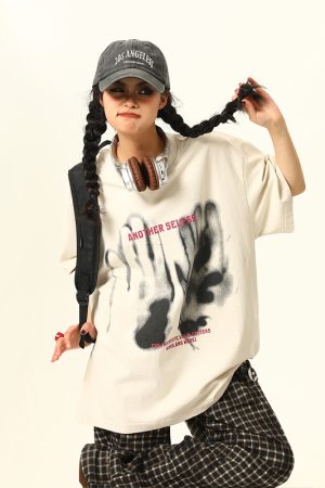 American Retro Printed Washed Short-Sleeve T-Shirt for Men and Women - Trendy Couple Top in Y2K Style