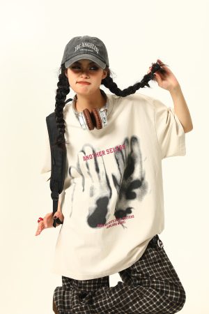 American Retro Printed Washed Short-Sleeve T-Shirt for Men and Women - Trendy Couple Top in Y2K Style