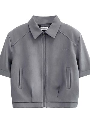 American Retro Punk Style Women's Zip-Up Short Jacket with Unique Design and Loose Fit