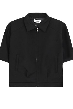 American Retro Punk Style Women's Zip-Up Short Jacket with Unique Design and Loose Fit