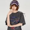 American Retro Round Neck Short Sleeve T-Shirt for Women - Summer Tie Design Loose Slimming Top - Y2K Chic