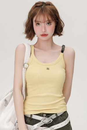 American Retro Spicy Girl Camisole for Women - 2024 Summer Slim-Fit Top in Girly Style