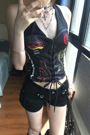 American Retro Spicy Girl Halter Top - Summer Asymmetrical Jersey Tank Top, Slim Fit Stylish Design