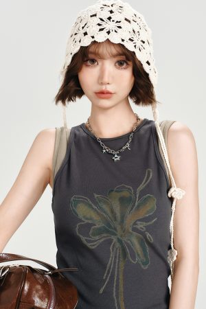 American Retro Spicy Girl Sleeveless T-Shirt Vest - Summer Slim Fit Fake Two-Piece Top for Women