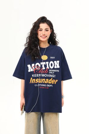 American Retro Sports Style Letter Print Short-Sleeve T-Shirt for Men and Women - Summer Versatile Couple Top