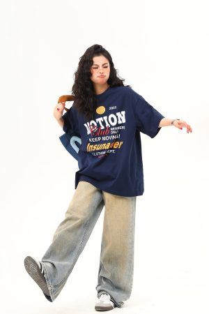 American Retro Sports Style Letter Print Short-Sleeve T-Shirt for Men and Women - Summer Versatile Couple Top