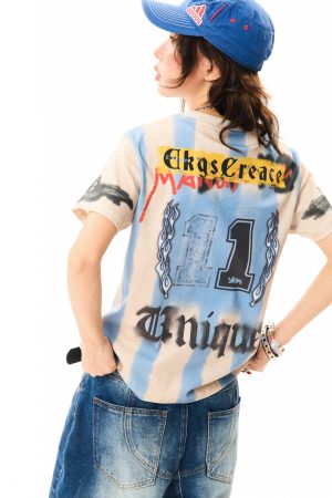 American Retro Sports Style Short-Sleeve T-Shirt for Women - Slim Fit Summer Top, Versatile 90s Inspired Fashion