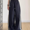 American Retro Striped Loose Work Pants for Women, High Street Casual Straight-Leg Cargo Trousers