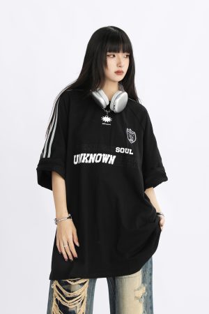 American Retro Striped Oversized Short-Sleeve T-Shirt for Women - Summer Trendy Couple Top, 90s Style, Casual Streetwear