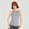 American Retro Striped Sleeveless T-Shirt for Women - Summer Slim Fit Flattering Tank Top, Niche Design, Y2K Style