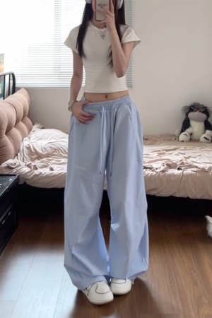 American Retro Striped Work Pants for Women - Summer Loose Hip-Hop Style Draped Straight Casual Sports Pants