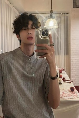 American Retro Textured Henley Short-Sleeve T-Shirt for Men and Women - Trendy Loose Fit Summer Top