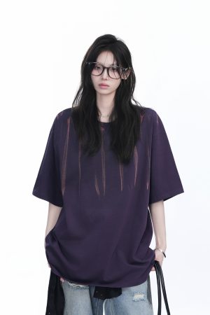 American Retro Tie-Dye Oversized Short Sleeve T-Shirt for Women - Trendy Round Neck Casual Top with Y2K Vibe