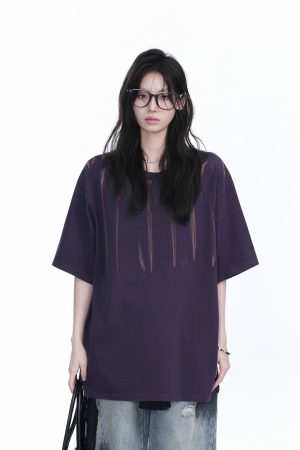 American Retro Tie-Dye Oversized Short Sleeve T-Shirt for Women - Trendy Round Neck Casual Top with Y2K Vibe