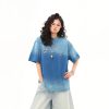 American Retro Washed Gradient Heavyweight Short-Sleeve T-Shirt for Women - Summer Versatile Loose Fit Top, Y2K Style