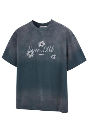 American Retro Washed Gradient Heavyweight Short-Sleeve T-Shirt for Women - Summer Versatile Loose Fit Top, Y2K Style