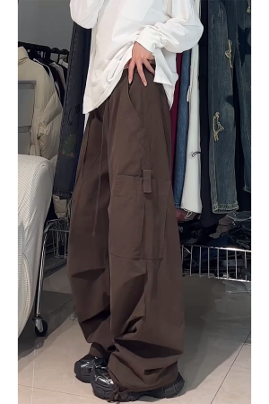 American Retro Wide-Leg Cargo Pants for Women - Loose Versatile Straight Casual Pants, 90s Jazz Dance Style