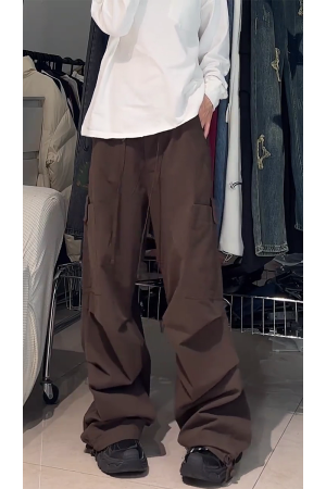 American Retro Wide-Leg Cargo Pants for Women - Loose Versatile Straight Casual Pants, 90s Jazz Dance Style
