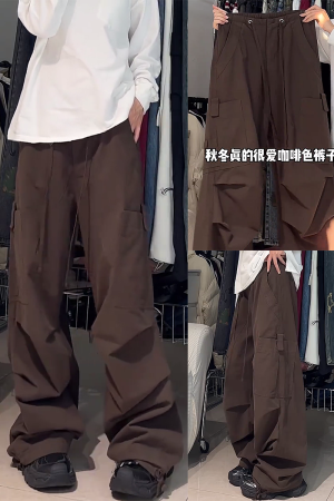 American Retro Wide-Leg Cargo Pants for Women - Loose Versatile Straight Casual Pants, 90s Jazz Dance Style