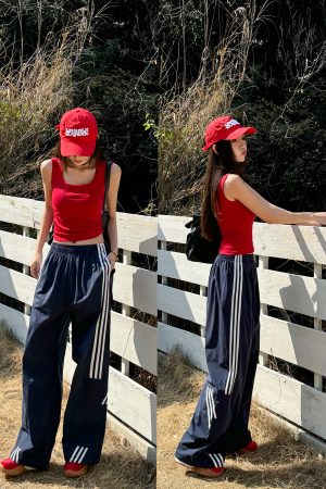 American Retro Wide-Leg Workwear Pants for Women - Light Fabric Dark Blue Casual Slimming Long Pants for Spring and Summer
