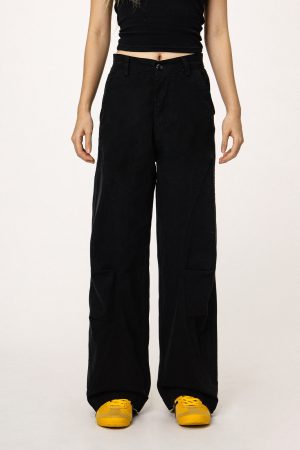 American-Style Black Straight-Leg Casual Pants for Women - Versatile Commuting Trousers - Cleanfit Long Pants