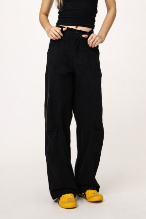 American-Style Black Straight-Leg Casual Pants for Women - Versatile Commuting Trousers - Cleanfit Long Pants