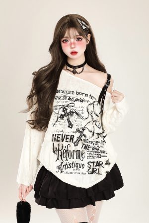 American Style Off-Shoulder T-Shirt for Women - Spicy Girl Spring Long Sleeve Top with Sun Protection and Loose Fit