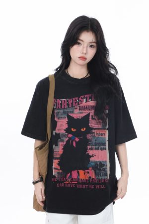 American-Style Oversized Heavy-Duty Washed Short Sleeve T-Shirt for Women - Summer Pure Cotton Loose Fit Trendy Top