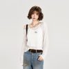 American-Style Oversized Round Neck Sheer Pullover Top for Women - Embroidered Spicy Girl Summer Fashion