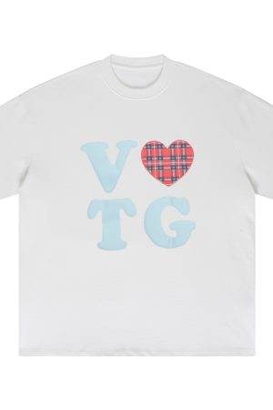 American Style Oversized Short Sleeve Women's Summer Heart Letter Print Loose Round Neck T-Shirt | High Street Fashion