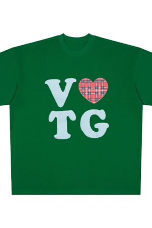 American Style Oversized Short Sleeve Women's Summer Heart Letter Print Loose Round Neck T-Shirt | High Street Fashion