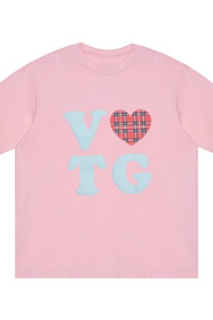 American Style Oversized Short Sleeve Women's Summer Heart Letter Print Loose Round Neck T-Shirt | High Street Fashion